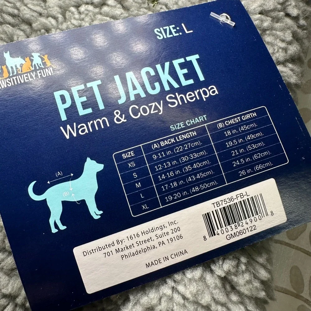 Pawsitively Fun Sherpa Pet Jacket‎ Hooded Dog Coat Olive Green Size Large NWT